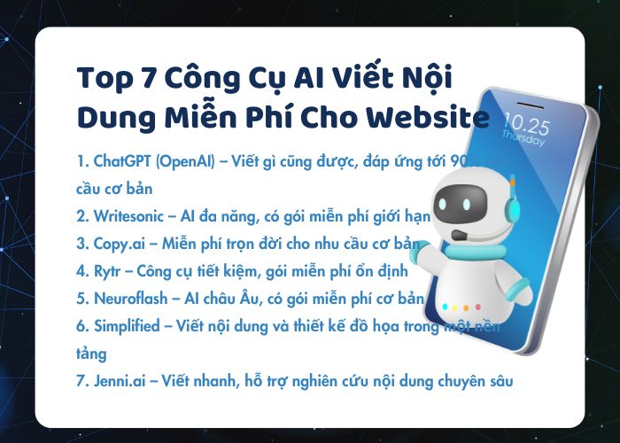 Top 7 Công Cụ AI Viết Nội Dung Miễn Phí Cho Website | Việt SEO