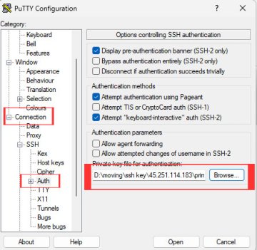 Nhập thông tin cho private key