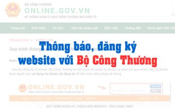 Thông báo, đăng ký website với Bộ Công Thương