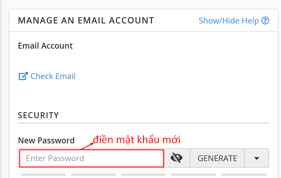 Đổi mật khẩu email đã tạo